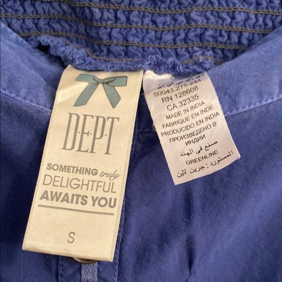 Blue Button-Front Strapless Dress - Picture 2 of 4